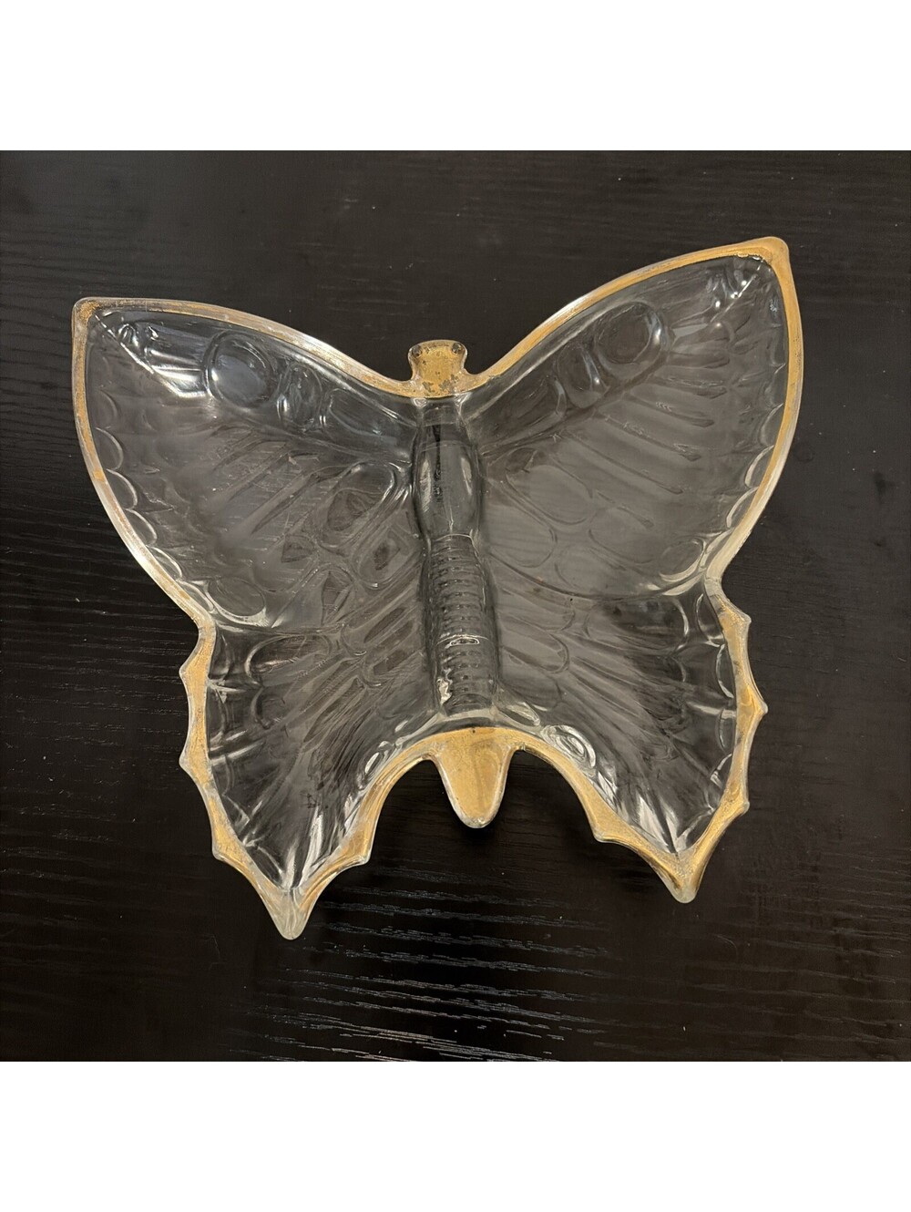 Vintage Jeannette Glass Gold Trimmed Butterfly Candy Dish/Trinket Dish